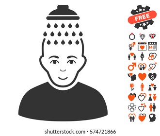 Head Shower pictograph with bonus marriage pictograms. Vector illustration style is flat iconic symbols for web design, app user interfaces.