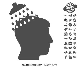 Head Shower pictograph with free bonus design elements. Vector illustration style is flat iconic symbols, gray color, white background.