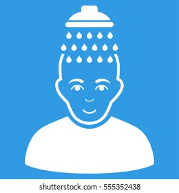 Head Shower vector icon. Flat white symbol. Pictogram is isolated on a blue background. Designed for web and software interfaces.
