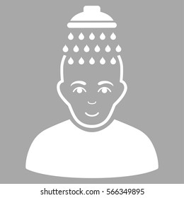 Head Shower vector icon. Flat white symbol. Pictogram is isolated on a silver background. Designed for web and software interfaces.