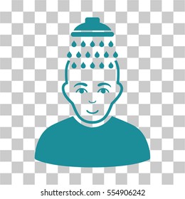Head Shower vector icon. Illustration style is flat iconic soft blue symbol on a chess transparent background.