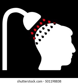 Head Shower vector icon. Style is flat graphic bicolor symbol, red and white colors, black background.