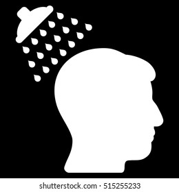 Head Shower vector icon. Style is flat graphic symbol, white color, black background.