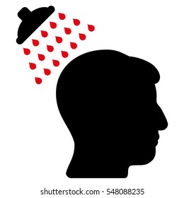 Head Shower vector icon. Style is flat graphic bicolor symbol, intensive red and black colors, white background.