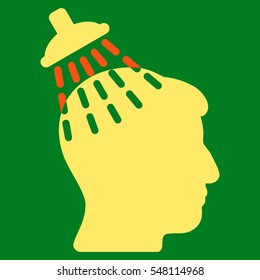 Head Shower vector icon. Style is flat graphic bicolor symbol, orange and yellow colors, green background.
