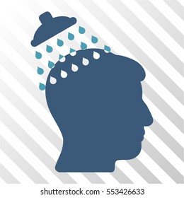 Head Shower vector pictogram. Illustration style is flat iconic bicolor cyan and blue symbol on a hatch transparent background.