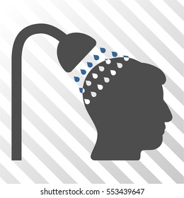 Head Shower vector pictogram. Illustration style is flat iconic bicolor cobalt and gray symbol on a hatch transparent background.