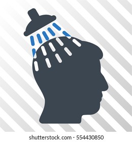 Head Shower vector pictogram. Illustration style is flat iconic bicolor smooth blue symbol on a hatched transparent background.