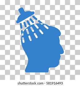 Head Shower vector pictogram. Illustration style is a flat iconic cobalt symbol on a transparent background.