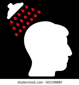 Head Shower vector pictogram. Style is flat graphic bicolor symbol, red and white colors, black background.