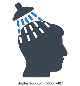 Head Shower vector pictogram. Style is flat graphic bicolor symbol, smooth blue colors, white background.