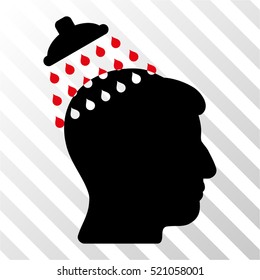 Head Shower vector pictograph. Illustration style is flat iconic bicolor intensive red and black symbol on a hatch transparent background.