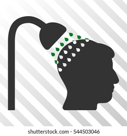 Head Shower vector pictograph. Illustration style is flat iconic bicolor green and gray symbol on a hatch transparent background.