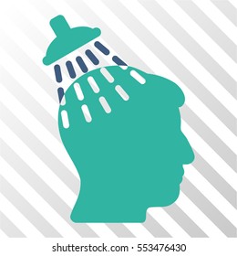 Head Shower vector pictograph. Illustration style is flat iconic bicolor cobalt and cyan symbol on a hatch transparent background.