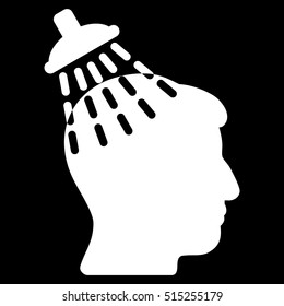 Head Shower vector pictograph. Style is flat graphic symbol, white color, black background.