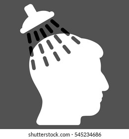 Head Shower vector pictograph. Style is flat graphic bicolor symbol, black and white colors, gray background.