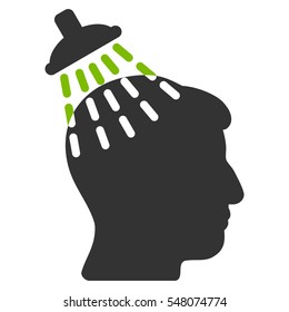 Head Shower vector pictograph. Style is flat graphic bicolor symbol, eco green and gray colors, white background.