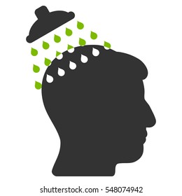 Head Shower vector pictograph. Style is flat graphic bicolor symbol, eco green and gray colors, white background.