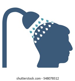 Head Shower vector pictograph. Style is flat graphic bicolor symbol, cyan and blue colors, white background.