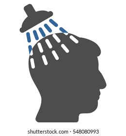 Head Shower vector pictograph. Style is flat graphic bicolor symbol, cobalt and gray colors, white background.