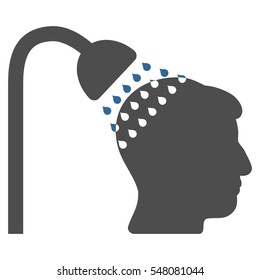 Head Shower vector pictograph. Style is flat graphic bicolor symbol, cobalt and gray colors, white background.