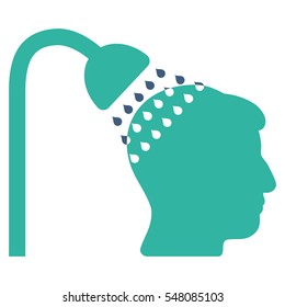 Head Shower vector pictograph. Style is flat graphic bicolor symbol, cobalt and cyan colors, white background.