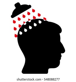 Head Shower vector pictograph. Style is flat graphic bicolor symbol, intensive red and black colors, white background.