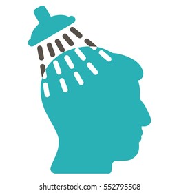 Head Shower vector pictograph. Style is flat graphic bicolor symbol, grey and cyan colors, white background.