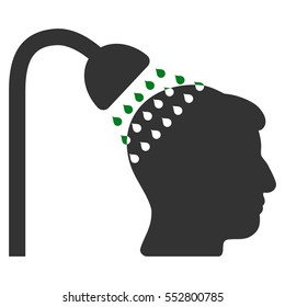 Head Shower vector pictograph. Style is flat graphic bicolor symbol, green and gray colors, white background.