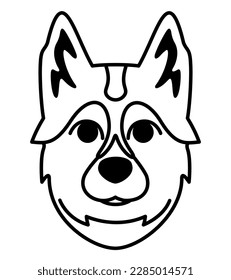 Head of Siberian Husky. Purebred dog in outline style.