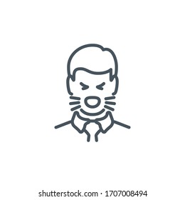 Kopf des kranken Mannes Husten ohne eine Maske einzelne Linie Symbol einzeln auf weiß. Perfekte Umrisssymbol Zeichen und Symptome Coronavirus Covid 19 pandemische Banner. Qualitätsdesign-Element mit bearbeitbarem Stroke