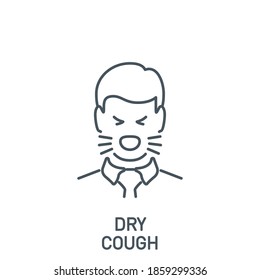 head of sick man coughing without a mask single line icon isolated on white. Perfect outline symbol Signs and symptoms Coronavirus Covid 19 pandemic banner. Quality design element with editable Stroke