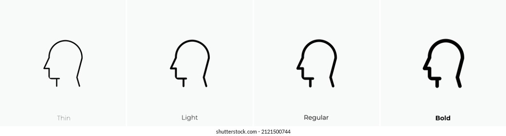 Head Side Icon. Thin, Light Regular And Bold Style Design Isolated On White Background