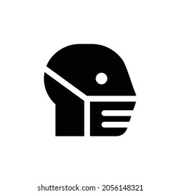 icono de la máscara del lado de la cabeza. Diseño de estilo plano aislado en un fondo blanco. Ilustración del vector