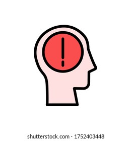 icono de signo de cabeza. Color simple con elementos de vector de contorno iconos de procesos cerebrales para ui y ux, sitio web o aplicación móvil