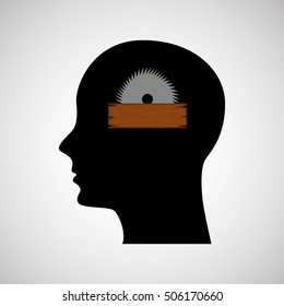 head sihouette sawmill construction vector illustration eps 10