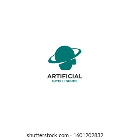 Head silhouette artificial intelligence logo design vector template. Technology vector logo concept.