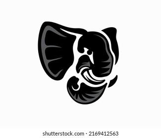head silhouette black elephant logo icon symbol illustration inspiration