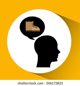 head silhouette black icon boot vector illustration eps 10