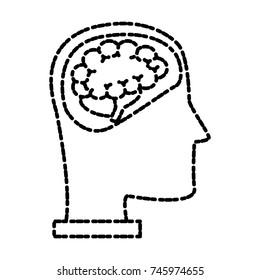 Head silhouette with brain