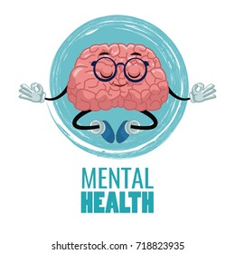 Head silhouette with brain cartoon
