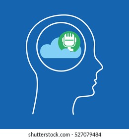 head silhouette cloud microphone music vector illustration eps 10