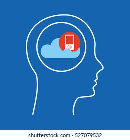 head silhouette cloud mp3 music vector illustration eps 10