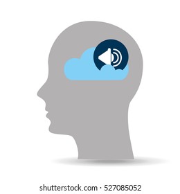 head silhouette cloud speaker music vector illustration eps 10