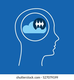 head silhouette cloud waves music vector illustration eps 10