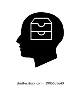 Kopfsilhouette und Datenspeicherung. Auf weißem Hintergrund. Vektorgrafik