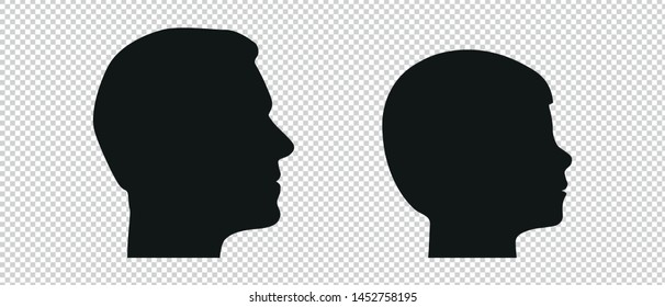 Head Silhouette From Father And Son - Man And Boy Vector Edition - Isolated On Transparent Background