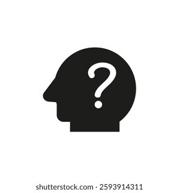 Head silhouette icon. Question mark inside. Thinking concept image. Vector illustration. EPS 10.