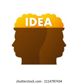 Lámpara de idea de silueta de cabeza en estilo abstracto. Icono vectorial de luz bombilla. Resumen tecnológico.