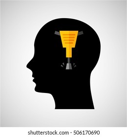 head silhouette jackhammer construction icon graphic vector illustration eps 10